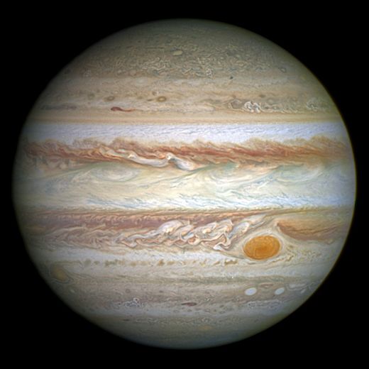 Full-disc view of Jupiter in natural color in April 2014 (Wikipedia)